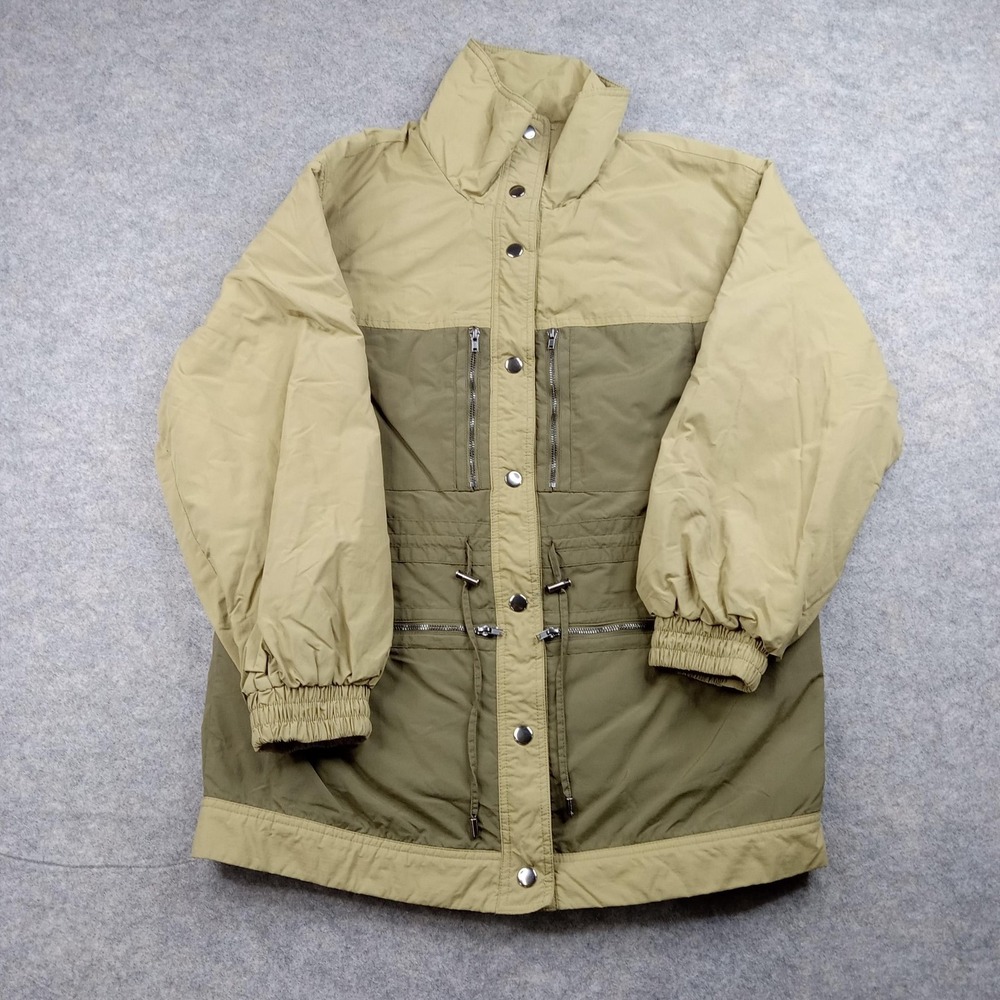 Future Collective Jacket Women Small Green Tan Puffer Parka Reese Blutstein Coat